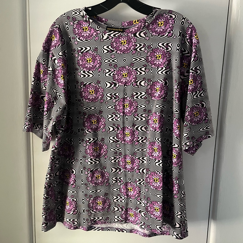 Nooworks Vibrant Purple and Black Patterned Tee